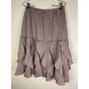 Cynthia Rowley Linen Lagenlook Boho Tattered Skirt Size L